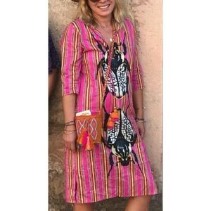 Figue Pink Scarab Mini Dress with Tie Sz. XS